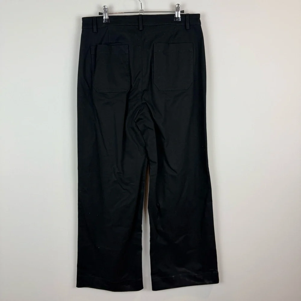 NWT J. Crew Wide Leg Chino Pant Black Sz 10